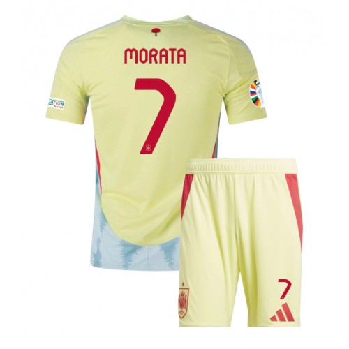 Fotbalové Dres Španělsko Alvaro Morata #7 Dětské Venkovní ME 2024 Krátký Rukáv (+ trenýrky)